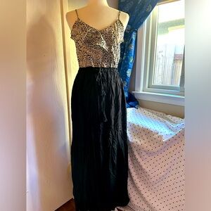 Black and white animal print maxi dress